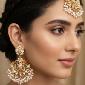 PJ-146 - Luxury Pearls & Diamonds Gold - Jewelry Set Style 2