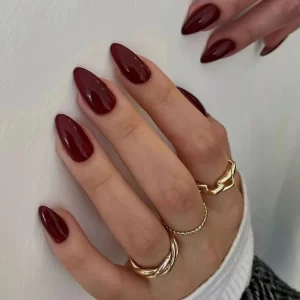 N-137 - Dark Maroon - Press On Nail Set Of 24