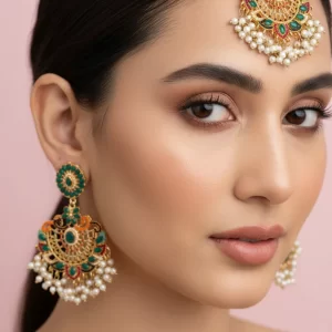 PJ-145 - Luxury Pearls & Diamonds Gold - Jewelry Set Style 1