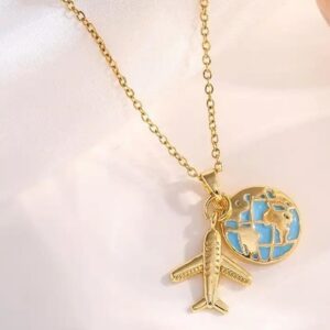 SS-11871-1- World Tour Plane Gold - Necklace
