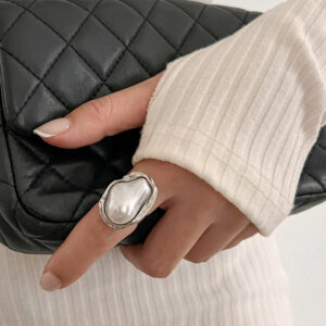 UNI-10849 - White Pearl Foiled Silver - Ring